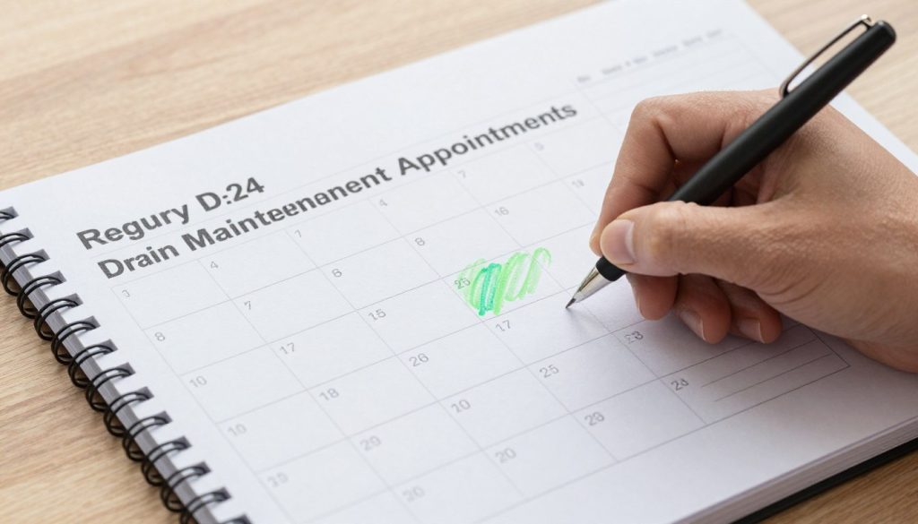 Calendar showing scheduled drain maintenance appointments