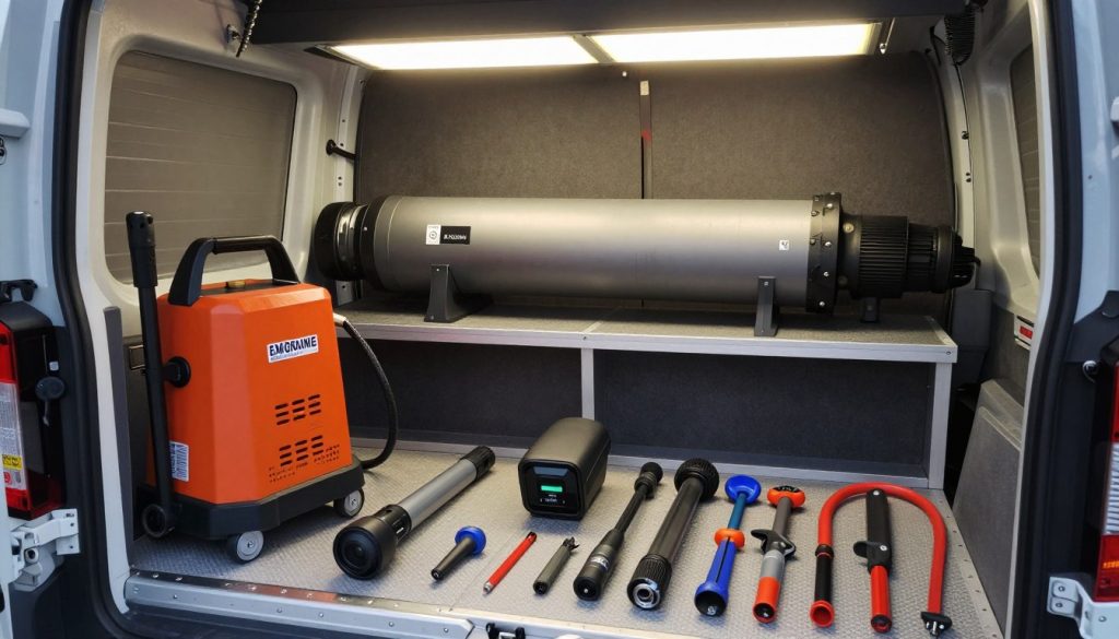 Emergency drain cleaning equipment and tools