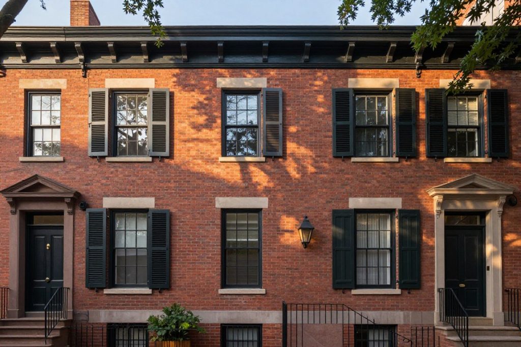 Historic Fishtown rowhouse exterior showing architectural details