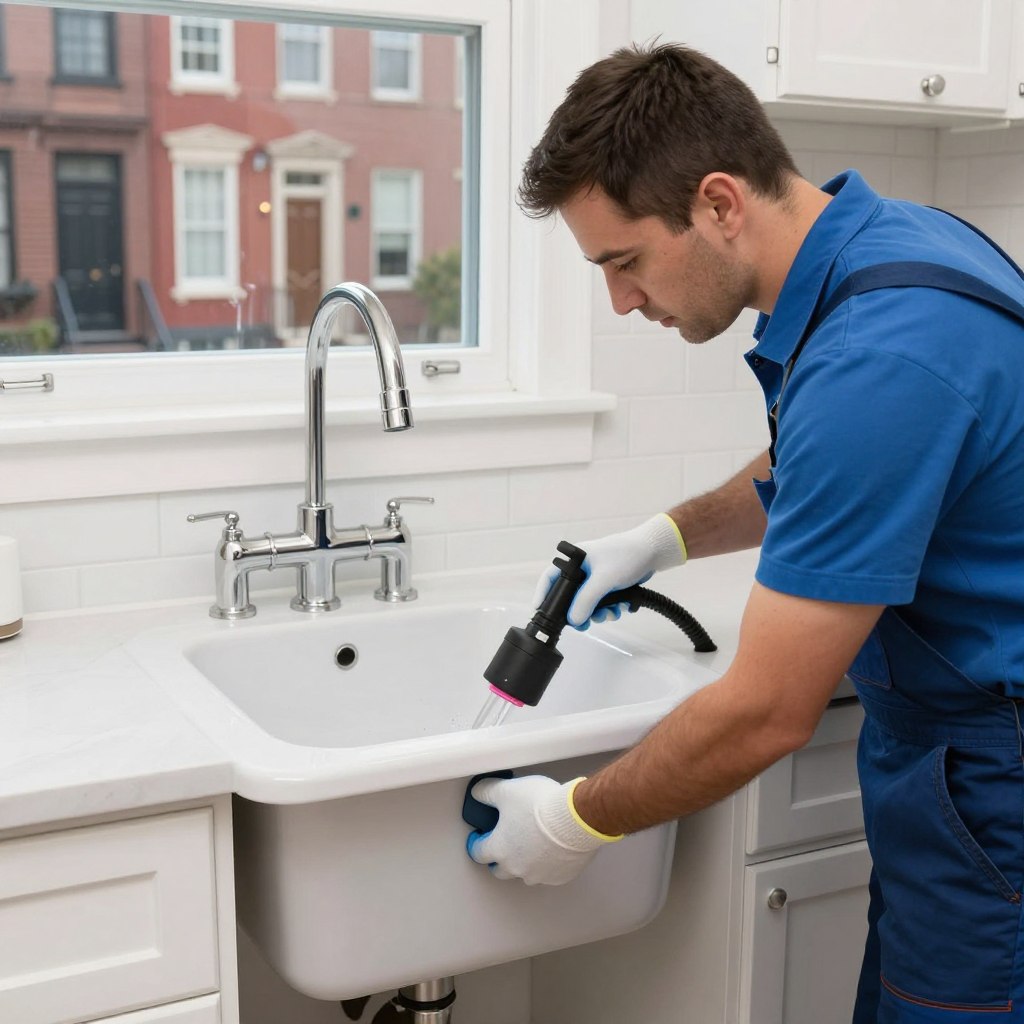 Kitchen drain cleaning service in Center City Philadelphia home