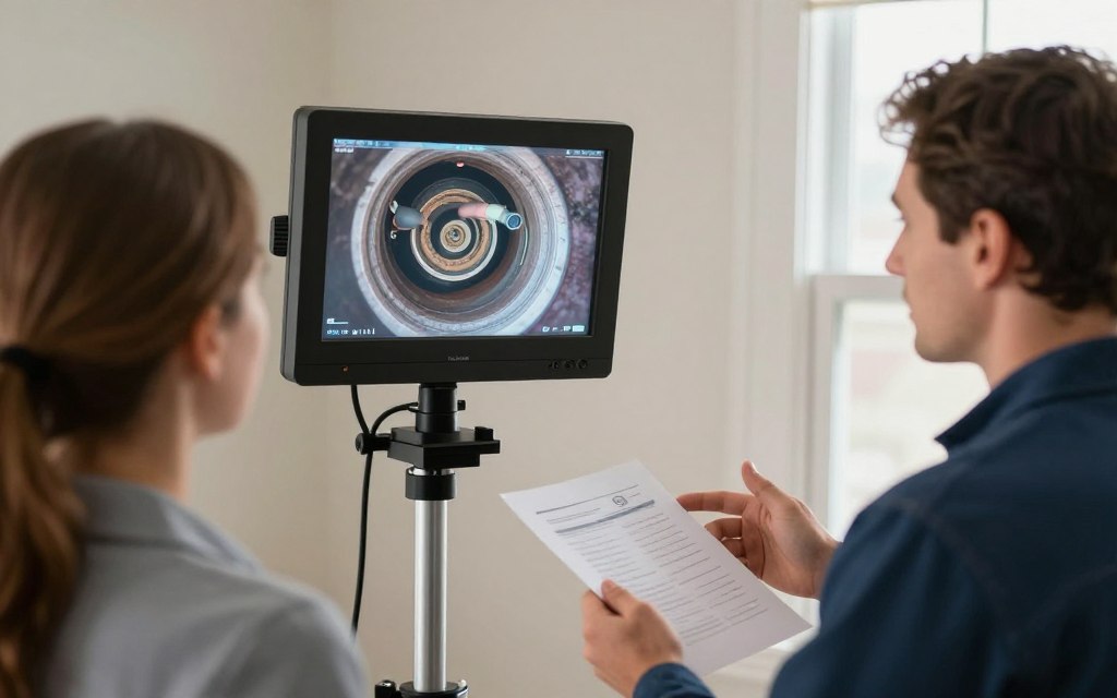 Professional drain inspection revealing maintenance needs