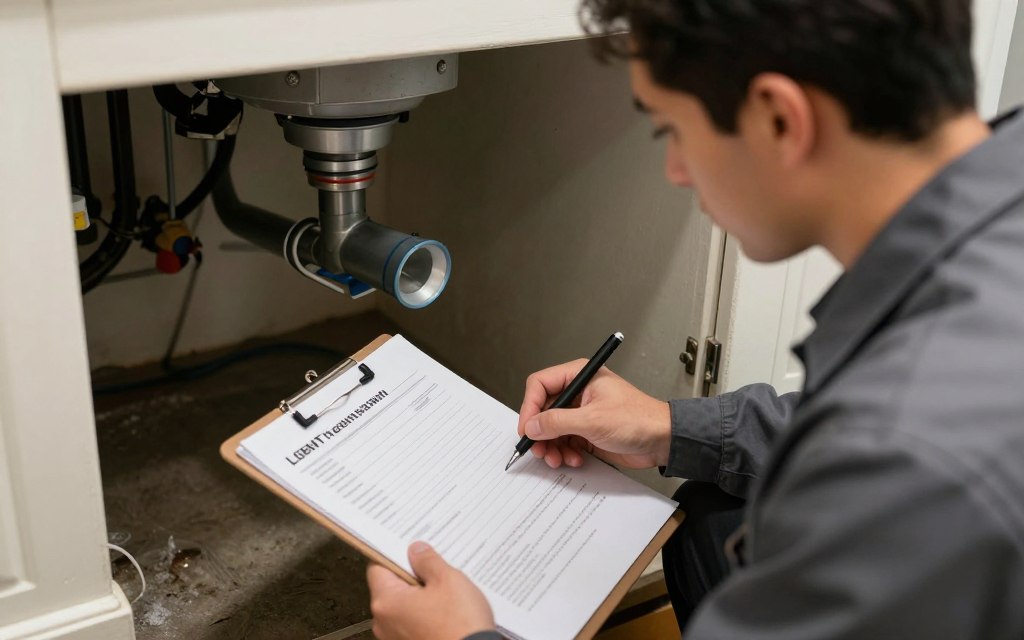 Professional providing drain cleaning service estimate